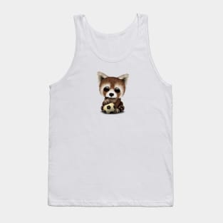 Cute Baby Red Panda With Football Soccer Ball Tank Top